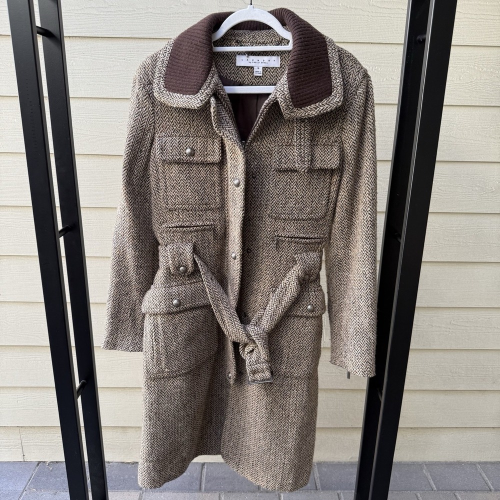 Laundry By Shelli Segal Tan‎ Belted Wool Coat